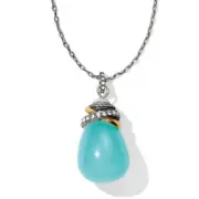 NWT Brighton NEPTUNE'S RINGS AQUA QUARTZ STONE Silver Gold Long Necklace MSRP$88