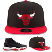 New Era Chicago Bulls 2 Tone Snapback Hat Match Air Jordan 11 Bred Black Red Cap