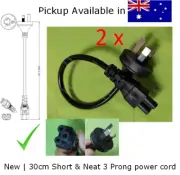 2x SHORT 30cm LAPTOP Power adapter 3 Prong 3 pin Clover C5 Cable micky mouse