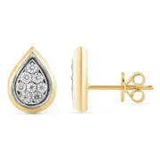 Bezel Set Pear Shape Stud Earrings with 0.10ct of Diamonds in 9kt Yellow Gold