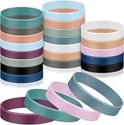 Deekin 24 Pcs 8 Inch Colored Silicone Rubber Bands Silicone Elastic Bands for Books, Art, Bag Wraps, Exercise, Crab Traps, Bottle, Wallet(Plain Color)