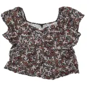NEW Torrid Women's Size 6 Blouse Top Short Sleeve Black Floral Rayon Sweetheart