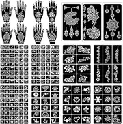 ChurlChurl 229pcs Henna Tattoo Stencils, 19 Sheets Temporary Tattoo Stencils for Women Girls Kids Face Body Paint DIY Art Glitter Airbrush Tattoo Stencils Pack