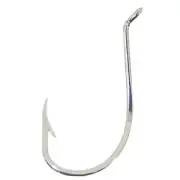 50 Mustad Octopus Beak Fish Hooks / 92553 Size 3/0 Nickel Finish / Turn Up Eye