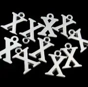 BULK 25 Letter X Alphabet Silver Tone Charms - SC2359