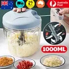 1L Manual Garlic Onion Chopper Food Meat Mincer Fruit Vegetable Crusher Blender