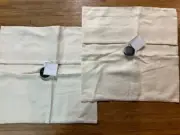 POTTERY BARN 2 Pillow Covers TEXTURED LINEN Big Button NEW W/ TAGS Ivory RARE 18