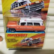 MATCHBOX 2009 LESNEY EDITION SUPERFAST Metal Base Orange '63 Cadillac Ambulance