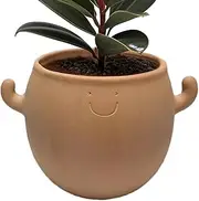 Ceramic Plant Pot,Flower Pots Indoor | Smiling Face Planter Home Decoration for Gardening Bonsai Courtyard Yard Workplace Desk Men Women