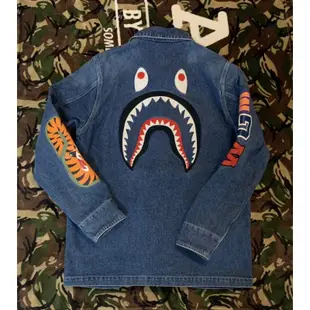 Bape 鯊魚 牛仔丹寧 四口袋 外套 A bathing ape shark