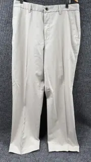 St. John's Bay Worry Free Pant Mens 36x32 Classic Fit Flat Front Beige Khaki NWT