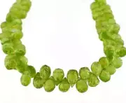 Natural 10Pcs Green Peridot Faceted Teardrop Gemstone Beads For Jewelry Making