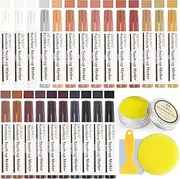 DEWEL 24-Color Wood Furniture Repair Kit, Touch Up Markers with Wood Polish Wax, DIY Scratch Repair for Wooden Furniture, Floors, Tables, Cabinets
