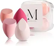 Makrina Store, Makeup Sponge, Face Makeup Sponges, Beauty Blender Suitable for Dry and Wet Use for Liquid Foundation and Concealer, Latex Free, 4 Piece Set, Pink