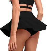 [BZB] Flowy Mini Skirt with Shorts Underneath Gym Yoga Workout Dance Tennis Short Skirts Sexy Outfit for Women