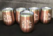 Five BRIDE TRIBE Metal Double Walled Tumblers w/Lids NEW