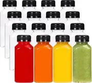 DATOUPINGQI 16 Pack 8oz/250ml Plastic Juice Bottles with Tamper Seal Lids,Reusable Plastic Bottles,Bottles for Mini Fridge, Ideal for Smoothie,Juice,and Other Homemade Beverages