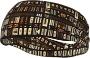 [WURTON] African Mud Cloth Tribal Print Sports Sweatband - Multi-Functional Sport Headbands Kids, Men, Women Running, Yoga