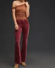 Anthropologie Pilcro Icon Flare Corduroy Pants Jeans Flared Wine Cords 33 Nwt