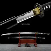 Japanese Katana High Quality Carbon Steel Black Samurai Sword Full Tang Sharp.