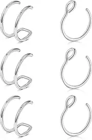 [LAURITAMI] Fake Nose Ring Fake Septum Piercing Magnetic Septum Nose Stud 20G Open Faux Nose Ring Stainless Steel Clip On Nose Ring Non Piercing Jewelry