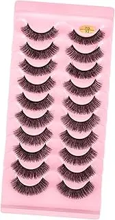 FOYTOKI 10 Pairs Curled False Eyelashes Natural Look Fluffy Eye Lashes Extensions for Easy Application Lightweight Comfortable Makeup for Day Night Use