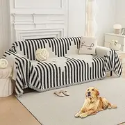 HAOMAIJIA Boho Sofa Covers for 3 Cushion Couch - Pet Friendly Soft Thick Non Slip Cover for Dogs - Washable Sectional L Shape Furniture Protector (Black, 71"x118")
