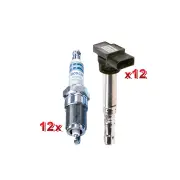 Bosch 12 Spark Plugs+12 Ignition Coils for Audi A8 D3 4E 6.0L BHT W12 48V 05-10
