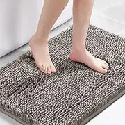 Bath Mat - 43cm x 61cm- Thick Soft Absorbent Chenille, Quick Dry Microfiber Mats, Machine Washable Rugs for Shower Floor, Bathroom Runner Bathmat Accessories Decor, Dark Grey