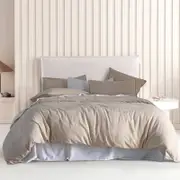 CleverPolly Vintage Washed Microfibre Quilt Cover Set- Linen - Super King