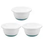 3 x 2.7L Round Food Container Lid Silicone/Plastic Bowl Storage Pantry Fridge