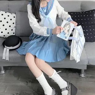 水藍三本水手服原創jk制服套裝正統日系學院風春季新品白身中間服