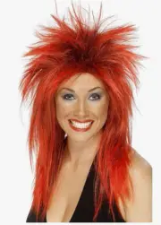 Women's Rock Diva Wig Two Tone and Long Mullet Red Costume