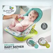 NEW Summer Infant Deluxe Baby Bather Folding Bath Sling Green Ocean Critters
