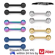 2-10 Piercing Barbells Surgical Steel Tongue Nipple Ear Bar Ring Body Jewellery