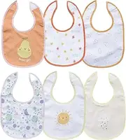 PUPPET 6 Pack Baby Teething Bibs for Girls Hook Loop Closure for Drooling Feeding Eating, 6-12 Months
