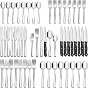 48 Piece Silverware Set With Steak Knives Stainless Steel Flatware Cutlery Set