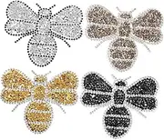 ANDRESLAD Bee Shape Rhinestone Iron on Patches Stylish Iron- for Girls Women Shoes Quick Stick-on Adhesive Fabric Clothing DIY Dec