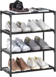 4 Tier Small Shoe Rack Stackable Shelf Storage Organizer Entryway Hallway Closet