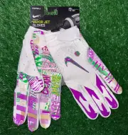 Nike NFL OBJ PE Vapor Jet 6.0 Football Gloves White Purple BLAH Size 2XL New