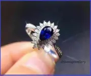 1.25CT Pear Shape Real Blue Sapphire Cluster Halo Jewelry Ring 14K White Gold FN
