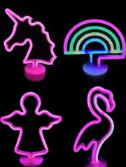 Flamingo / Angel / Unicorn / Rainbow Neon Night Light Desk Lamp Home Decoration