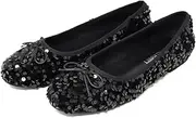 Liberty Doll(リバティー ドール) 1030 Women's Ballet Shoes, Ribbon Pumps, Sequins, 0.4 inch (1 cm) Heels, Flat Pumps