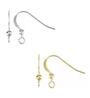 14K Solid White or Yellow Gold Hammered French Flat Earring Wire w/Ball 22 Gauge