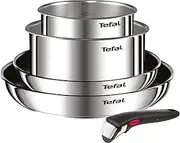 [Tefal] Ingenio L897S504 Set of 2 Frying Pans 2 Saucepans and Removable Handle, Induction, Stainless Steel, Stackable, Non-Stick Coating, Dishwasher Safe, 5 Year Warranty, Emotion L897S504