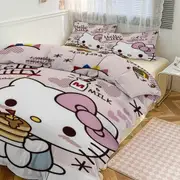 Bed Sheets g460 Hello Kitty Print Bedding Set Pattern Duvet Cove Set 3 Pieces 1 Quilt Cover And 2 Pillowcases for Women Men Teens tq460 Bed Sheets