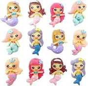 Honbay 12PCS Cute Mermaid Flatback Resin Charms Small Mermaid Slime Charms Ocean Theme Resin Embellishments Cartoon Mermaid Girl Resin Cabochons Crafts Decoration Accessories - 6 Styles, Resin, resin