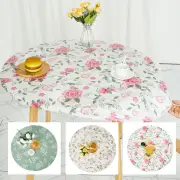 Round Vinyl Fitted Tablecloth with Flannel Backing Elastic Table Cloth NucTd