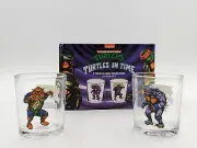 MIB 2022 Neca Loot Crate Exclusive TMNT Turtles in Time Tokka & Rahzar Glass Set