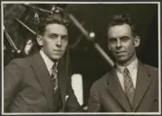 Portrait of Dave Brown left and Wally Shiers AVIATION OLD PHOTO